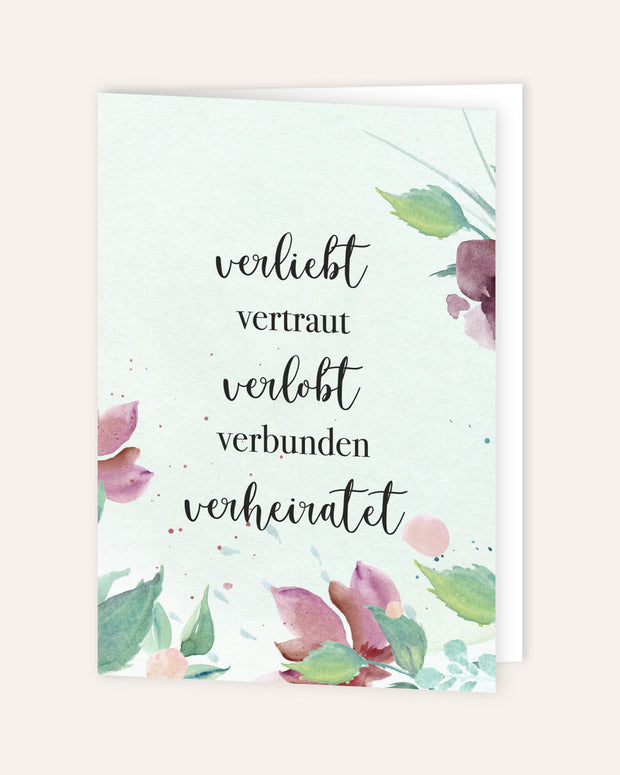 Verliebt, Verlobt, Verheiratet - Grußkarte