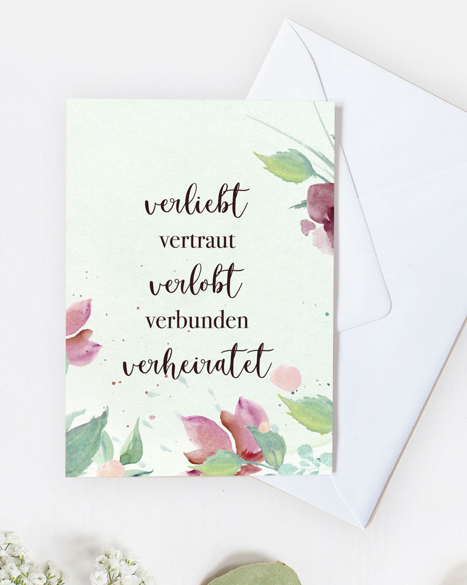 Verliebt, Verlobt, Verheiratet - Grußkarte