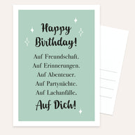 Happy Birthday! Auf Freundschaft, auf Erinnerungen - Postkarte