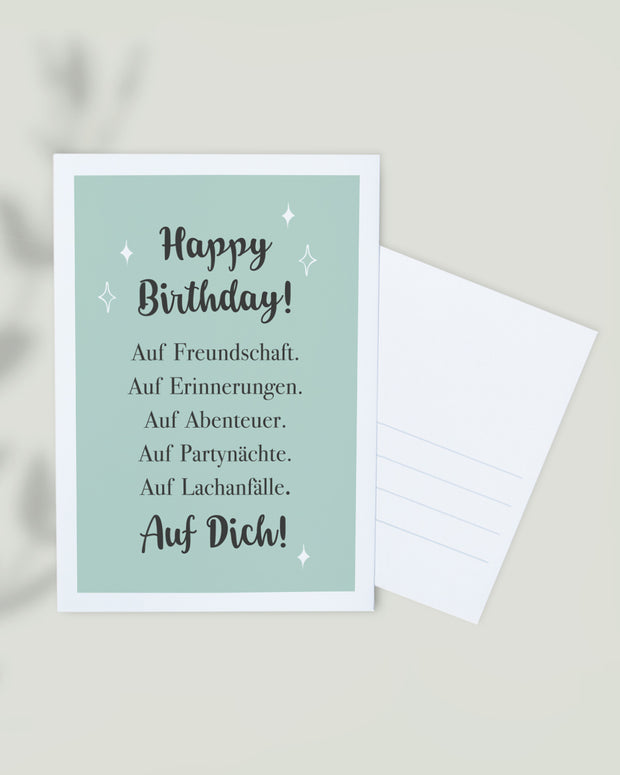Happy Birthday! Auf Freundschaft, auf Erinnerungen - Postkarte Postkarte Lieblingsmensch®