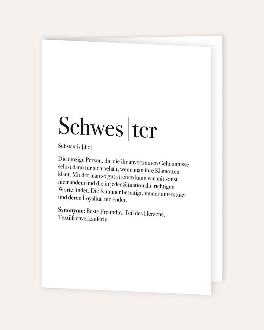 Definition Schwester - Grußkarte