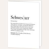 Definition Schwester - Grußkarte
