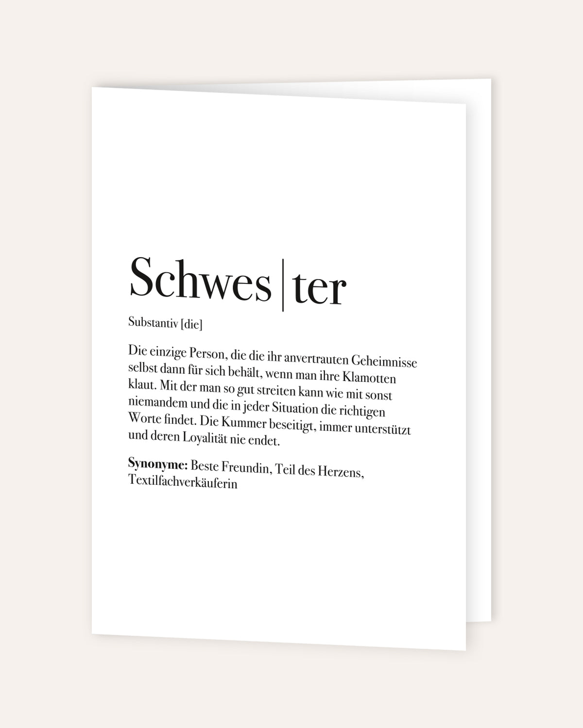 Definition Schwester - Grußkarte Grußkarte Lieblingsmensch®