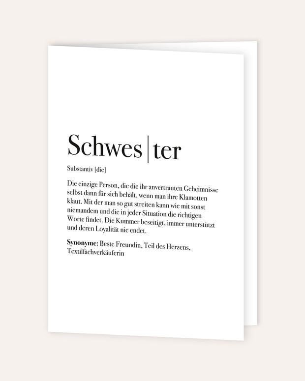 Definition Schwester - Grußkarte