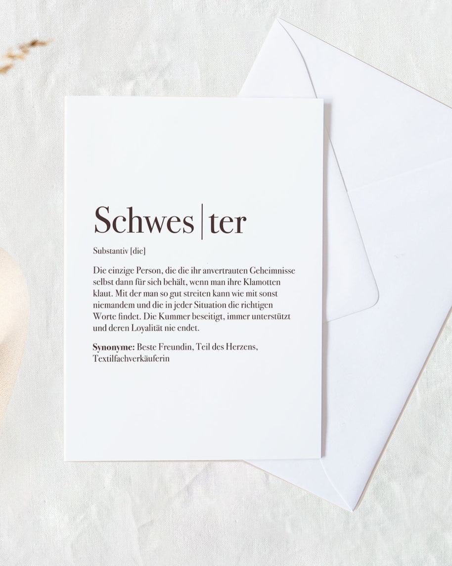 Definition Schwester - Grußkarte