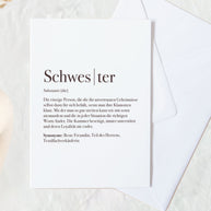 Definition Schwester - Grußkarte