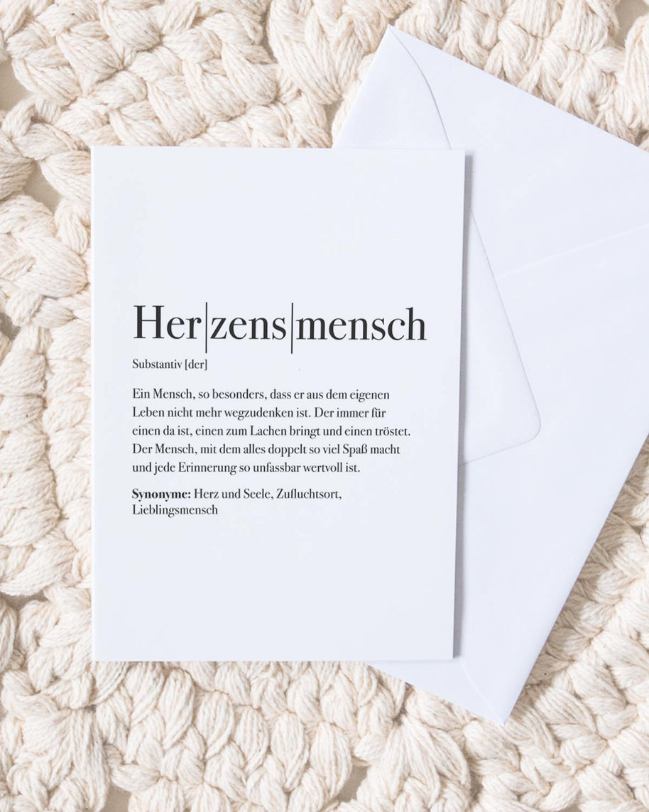 Definition Herzensmensch - Grußkarte