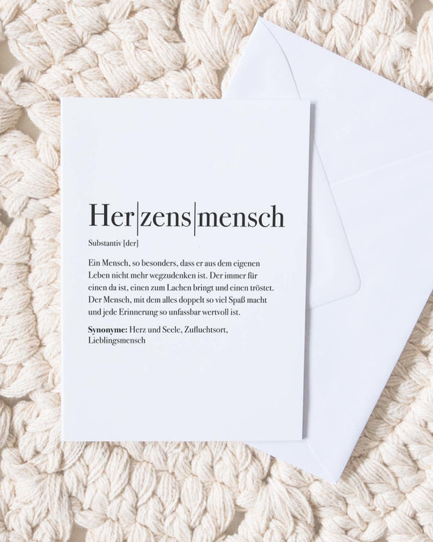 Definition Herzensmensch - Grußkarte