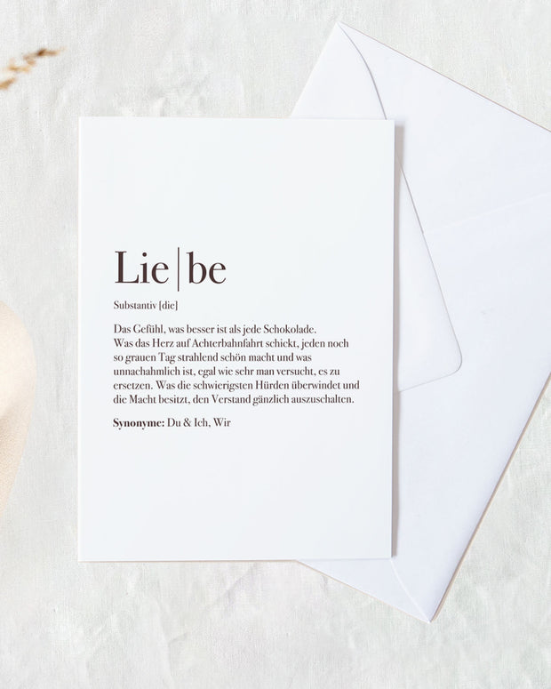 Definition Liebe - Grußkarte