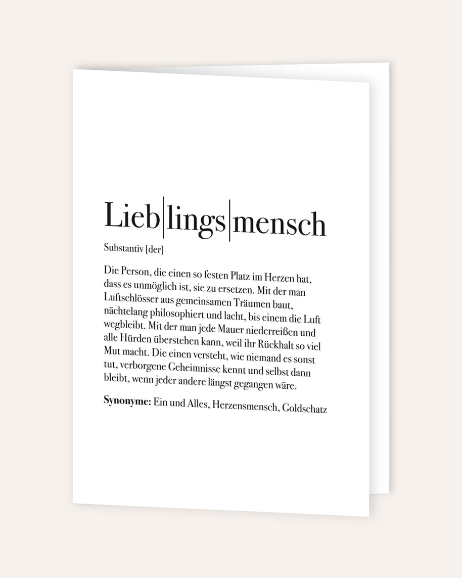 Definition Lieblingsmensch - Grußkarte