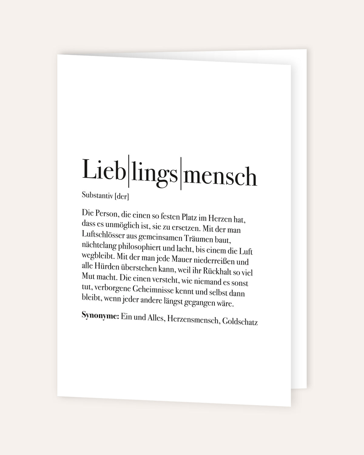 Definition Lieblingsmensch - Grußkarte Grußkarte Lieblingsmensch®