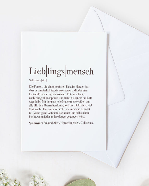 Definition Lieblingsmensch - Grußkarte Grußkarte Lieblingsmensch®