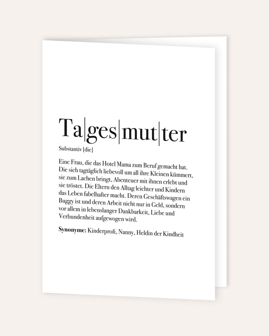 Definition Tagesmutter - Grußkarte