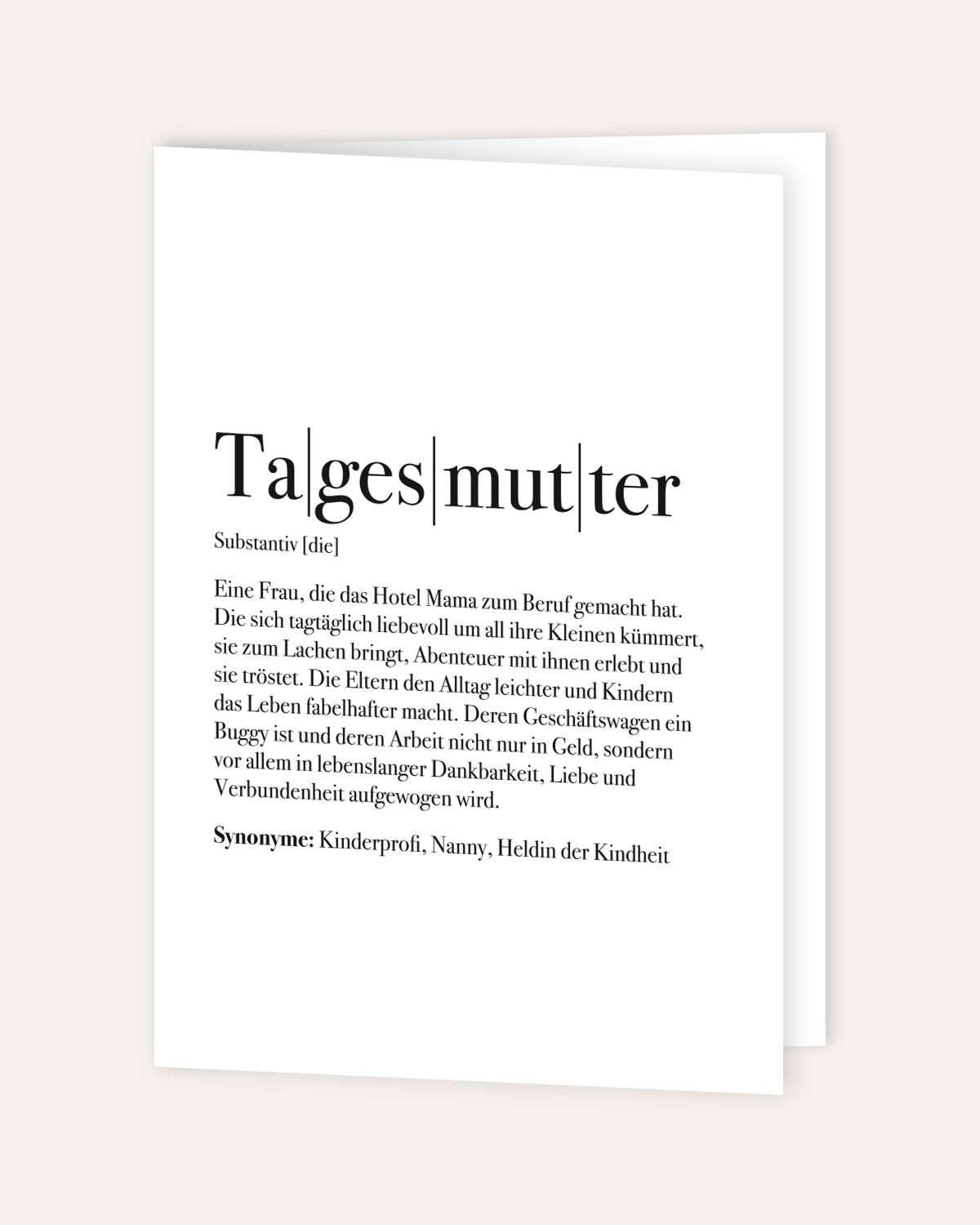 Definition Tagesmutter - Grußkarte Grußkarte Lieblingsmensch®