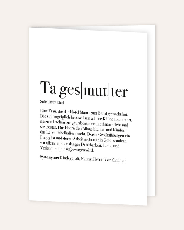 Definition Tagesmutter - Grußkarte