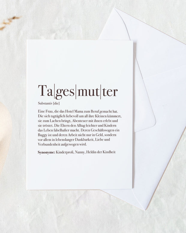 Definition Tagesmutter - Grußkarte