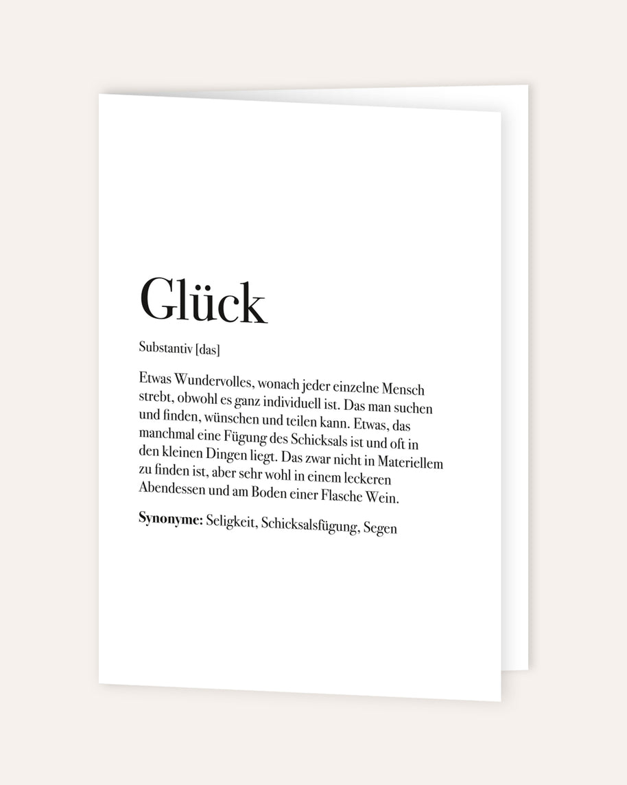 Definition Glück - Grußkarte