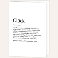 Definition Glück - Grußkarte