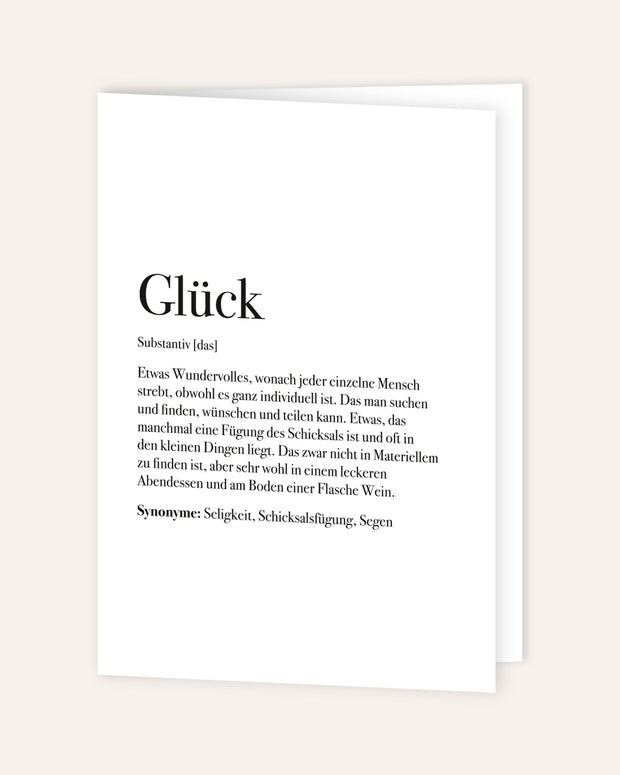 Definition Glück - Grußkarte