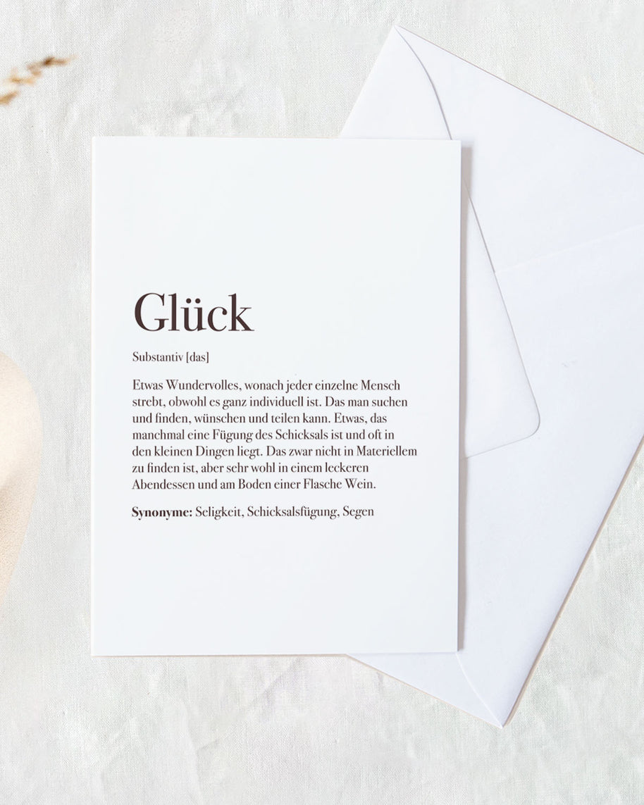 Definition Glück - Grußkarte