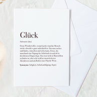 Definition Glück - Grußkarte