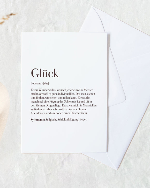 Definition Glück - Grußkarte