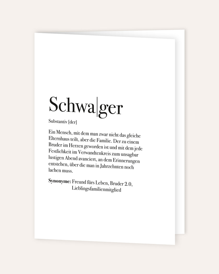 Definition Schwager - Grußkarte