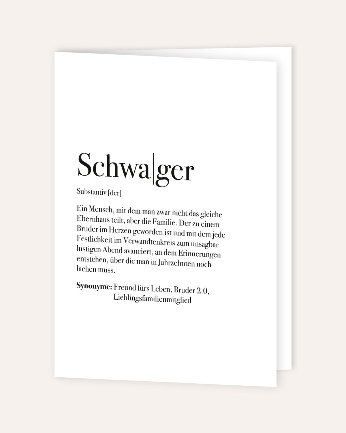 Definition Schwager - Grußkarte Grußkarte Lieblingsmensch®