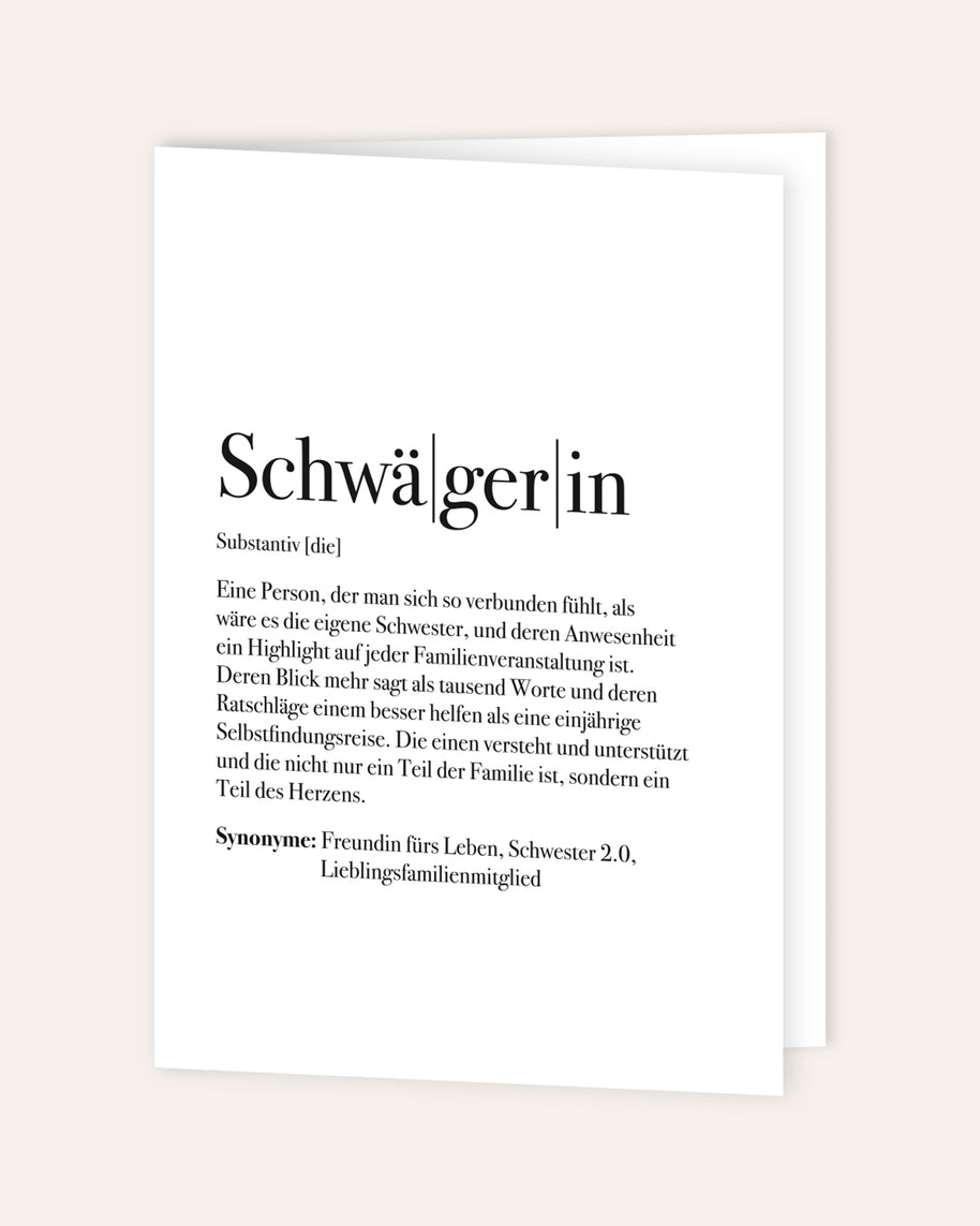 Definition Schwägerin - Grußkarte