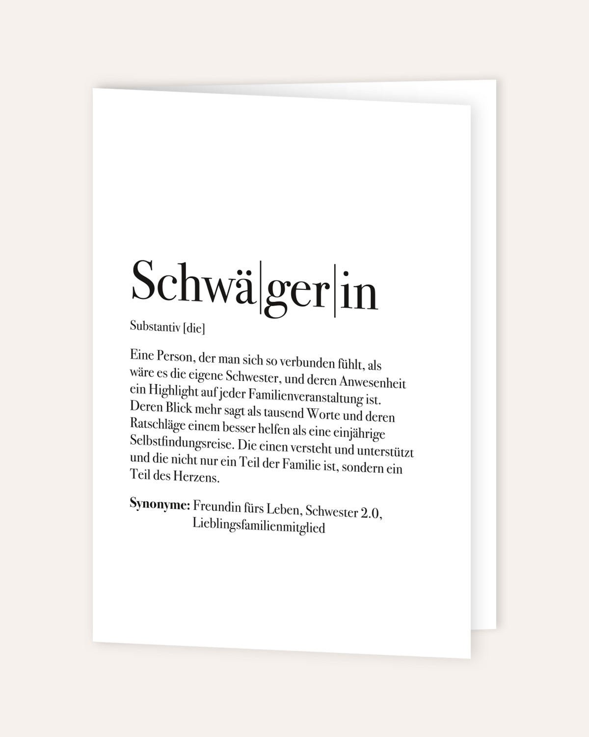 Definition Schwägerin - Grußkarte Grußkarte Lieblingsmensch®