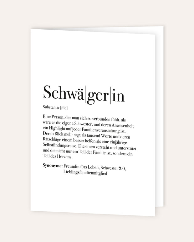 Definition Schwägerin - Grußkarte
