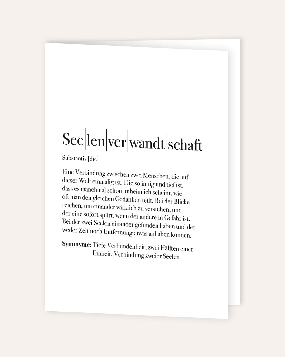 Definition Seelenverwandtschaft - Grußkarte Grußkarte Lieblingsmensch®