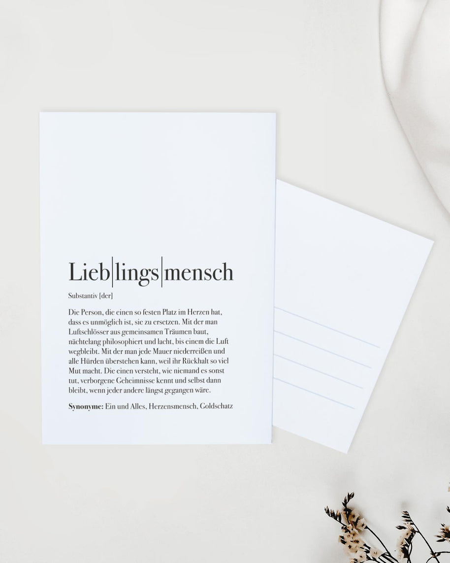 Definition Lieblingsmensch - Postkarte