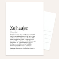 Definition Zuhause - Postkarte