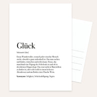 Definition Glück - Postkarte