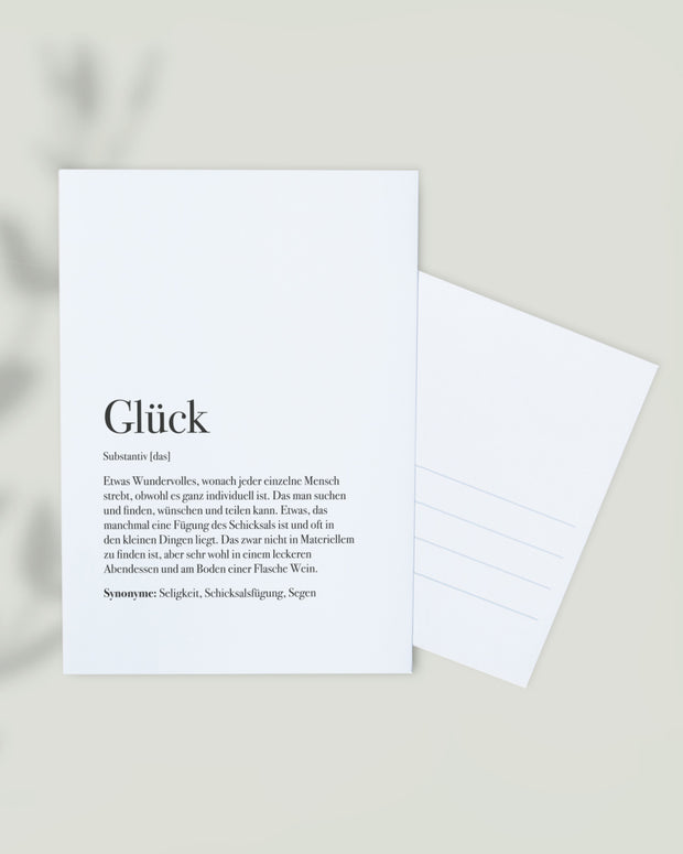 Definition Glück - Postkarte
