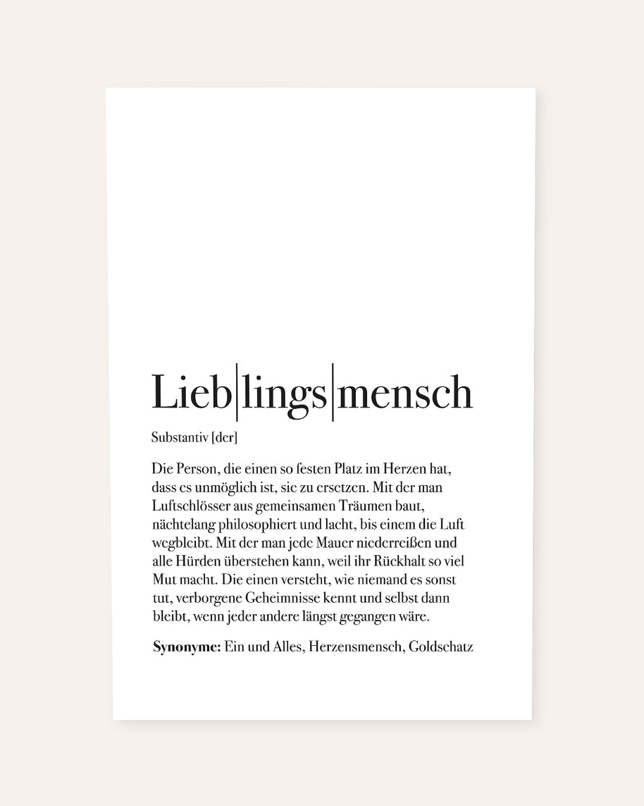 Definition Lieblingsmensch - Foto-Poster