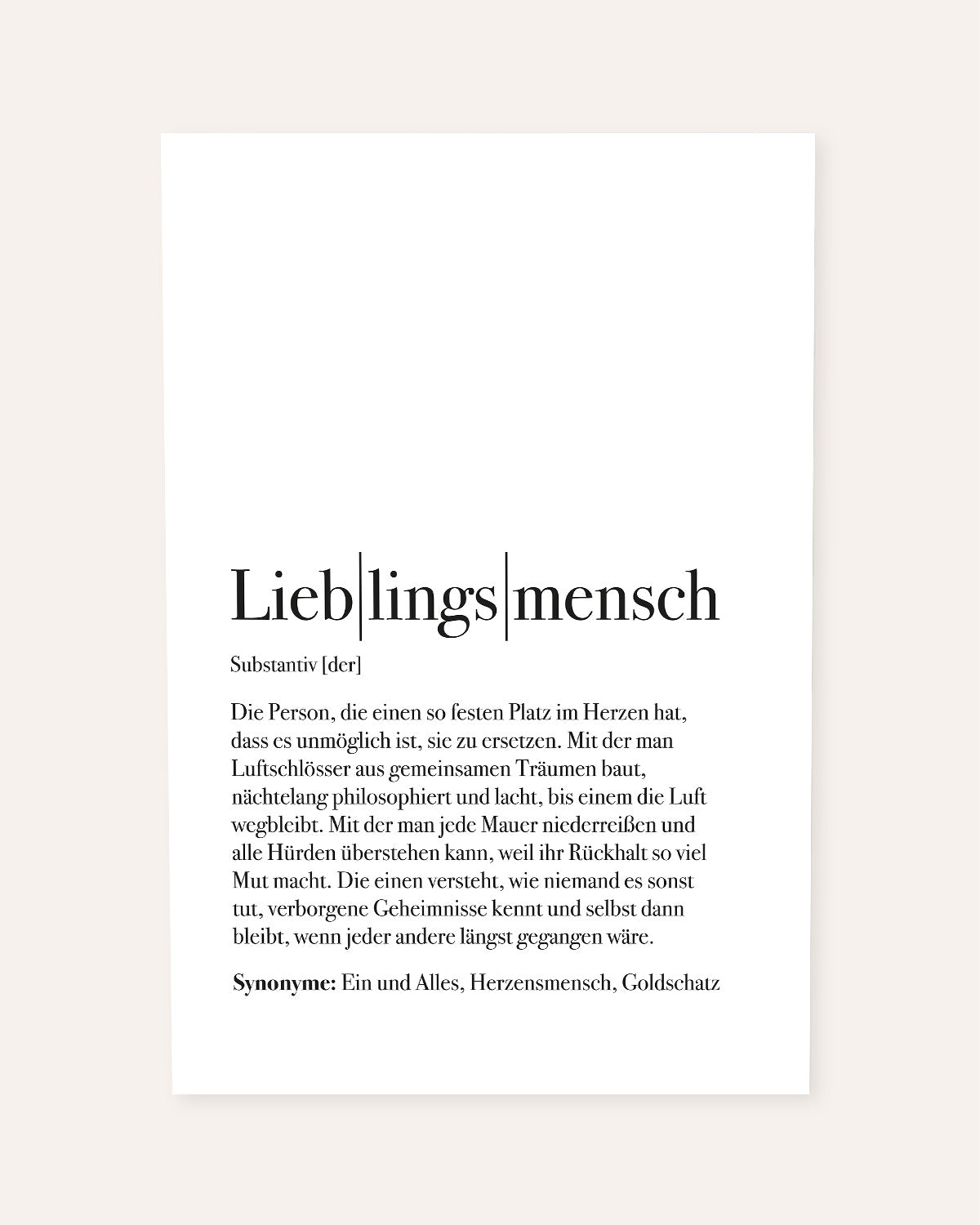 Definition Lieblingsmensch - Foto-Poster Poster Lieblingsmensch®