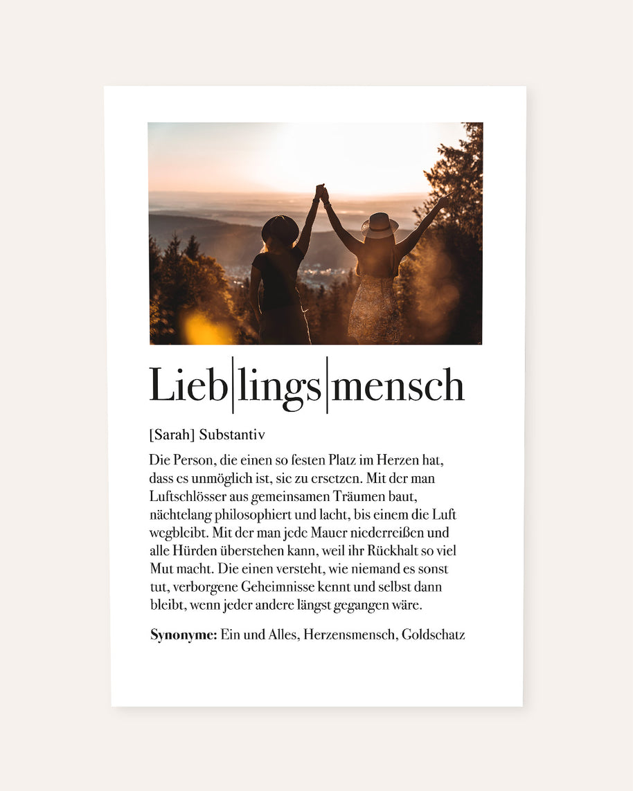 Definition Lieblingsmensch - Foto-Poster