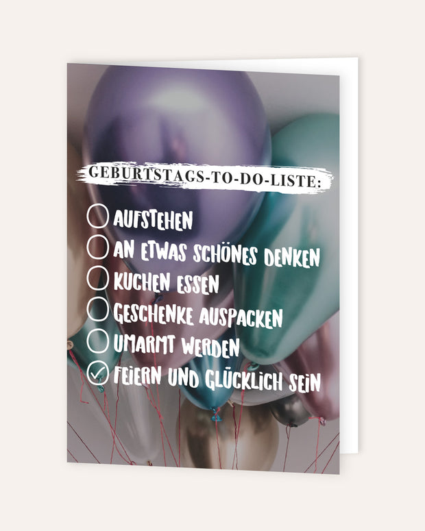 Geburtstags-To-Do-Liste - Grußkarte