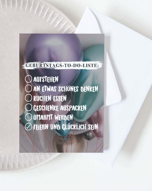 Geburtstags-To-Do-Liste - Grußkarte