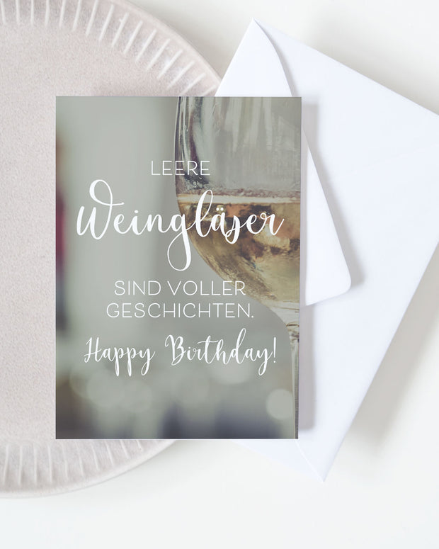 Grußkarte Leere Weingläser Geburtstag 