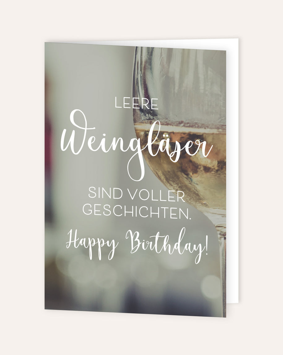 Leere Weingläser - Grußkarte