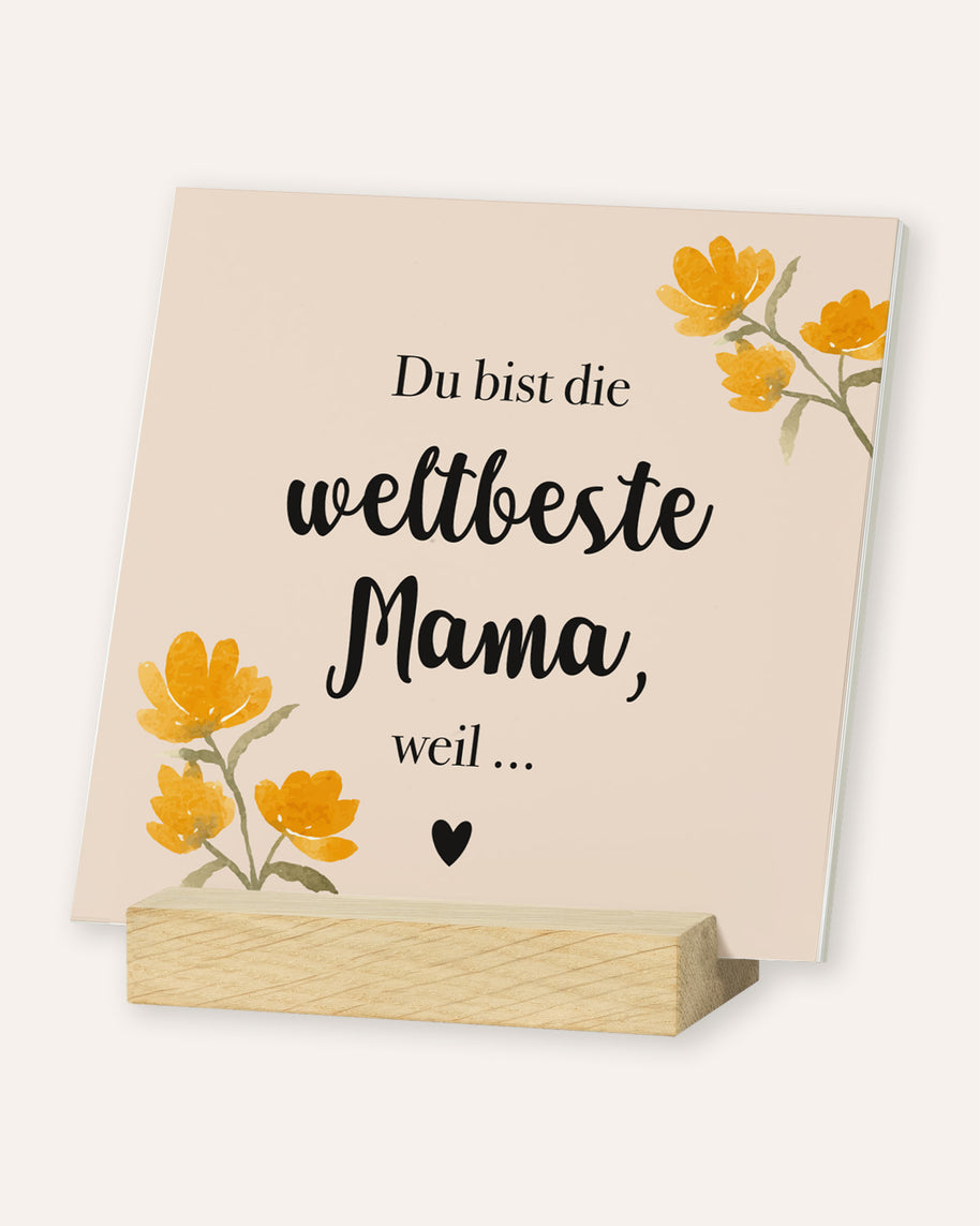 Weltbeste Mama - Karten im Holzaufsteller