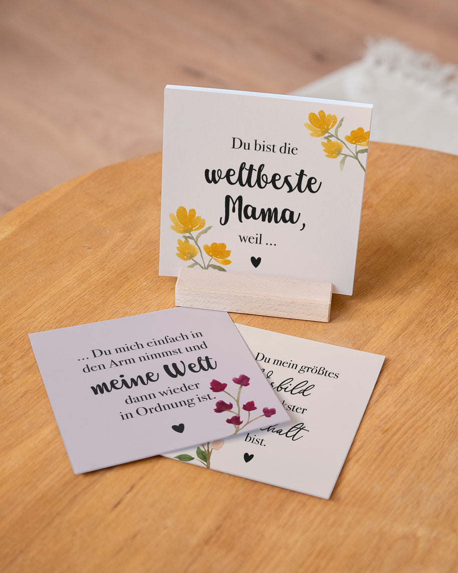Weltbeste Mama - Karten im Holzaufsteller