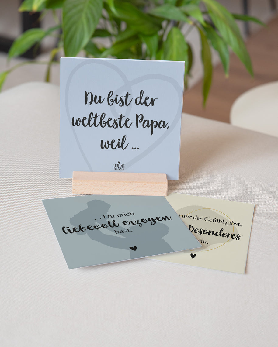 Weltbester Papa - Karten im Holzaufsteller
