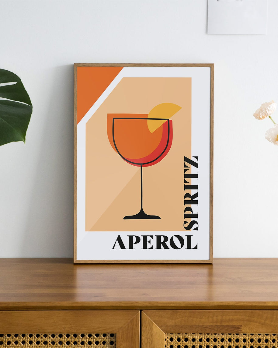 Poster Aperol Spritz mit Glas Aufdruck in Orange 