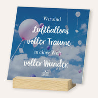 Luftballons voller Träume - Karten im Holzaufsteller