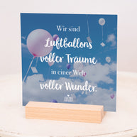 Luftballons voller Träume - Karten im Holzaufsteller
