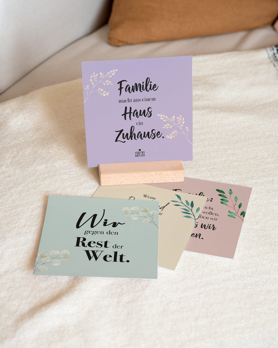 Familie - Karten im Holzaufsteller